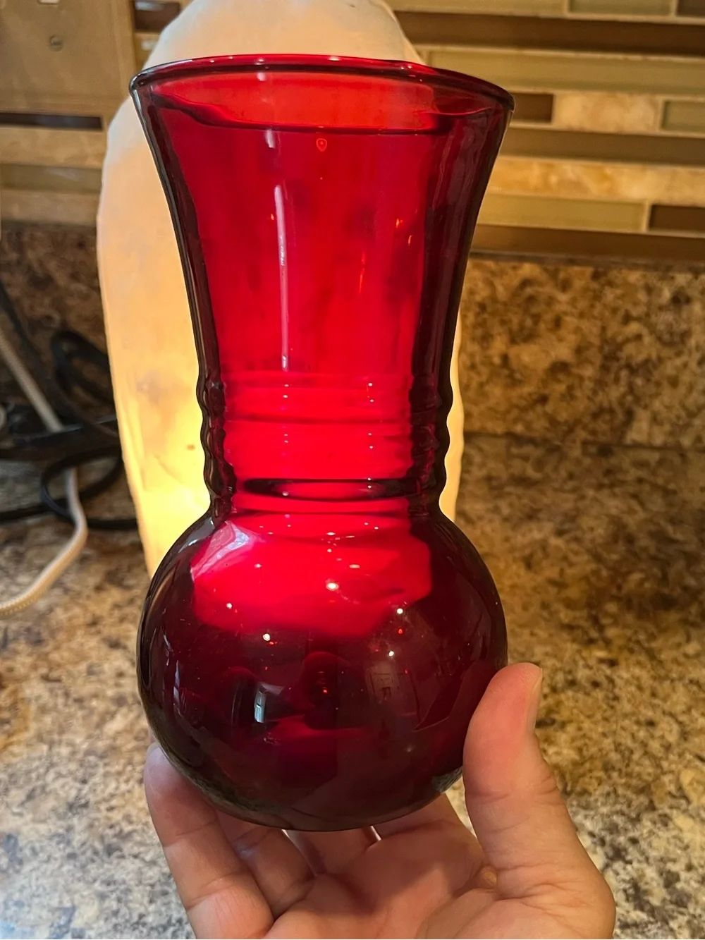Vintage Anchor Hocking Ruby Red Glass Vase